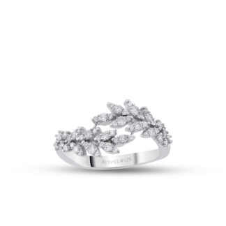 Ring Olivenzweig aus 585er Weißgold mit Zirkonia