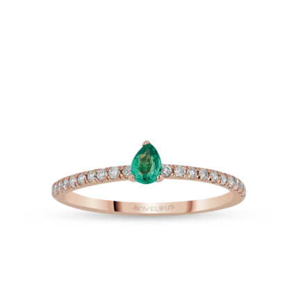 Zirkonia Ring aus Weißgold mit grünem und weißen Steinen