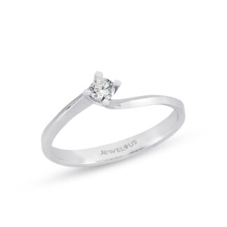 Solitär aus Gold mit einem Stein auf gedrehter Ringschiene