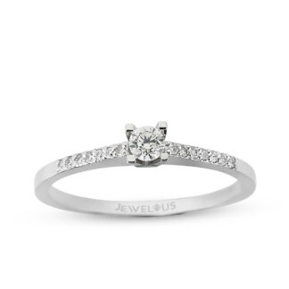 Solitär / Verlobungsring aus Gold mit einem Stein.