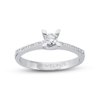 Solitär / Verlobungsring aus Gold mit einem Stein.