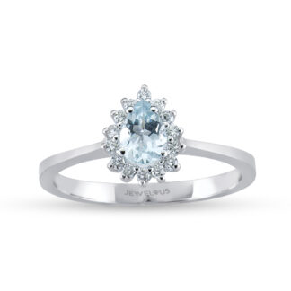 Ring aus Gold mit weißen und blauen Zirkonia.