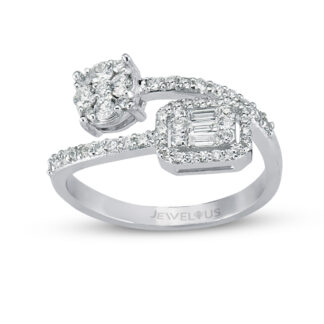 Ring aus Gold mit offner Ringschiene und Steinen