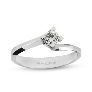 Solitär aus 585er Gold mit gedrehter Ringschiene und Zirkonia