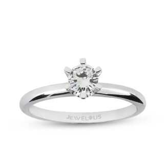 Solitär aus Gold mit Zirkonia in 6er Krappenfassung.