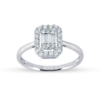 Solitär aus 585er Gold mit Zirkoniasteinen im Brillant- und Baguetteschliff