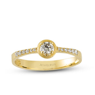 Ring aus Gold mit einem Zirkoniastein in runder Fassung