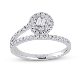 Ring aus 585er Gold mit Zirkoniasteinen in Baguette- und Brillantschliff