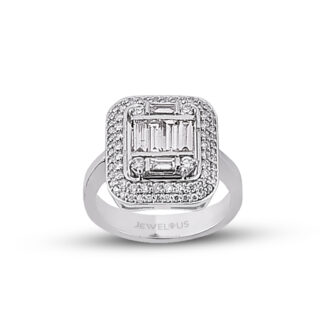 Ring aus 585er Gold mit Zirkonia Steinen in quadratischer Fassung