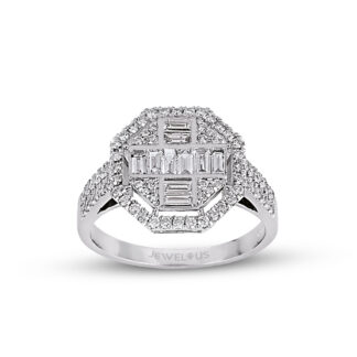 Verlobungsring aus 585er Gold mit Steinen / Zirkonia in quadratischer Fassung