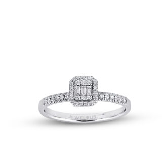 Solitärring aus Weißgold mit Zirkoniasteinen