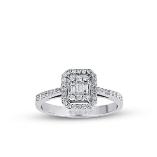 Goldring mit Zirkonia Steinen in quadratischer Fassung