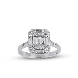 Goldring mit Zirkonia Steinen in quadratischer Fassung