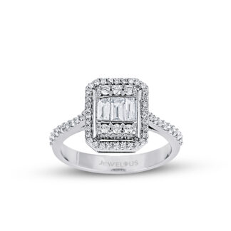 Goldring mit Zirkonia Steinen in quadratischer Fassung