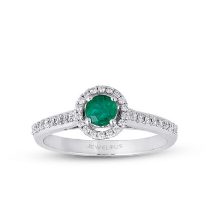 Ring aus 585er Gold mit grünen und weißen Zirkoniasteinen