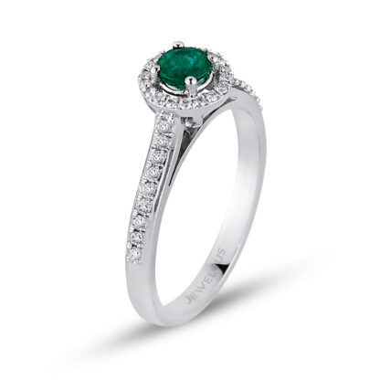 Ring aus 585er Gold mit grünen und weißen Zirkoniasteinen