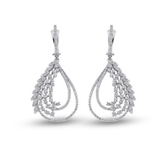 Ohrhänger aus Weißgold mit Zirkoniasteinen in Tropfen-Form
