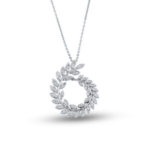 Kette mit Olivenzweig Anhänger mit Zirkoniasteinen aus Gold