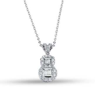 Kette mit Anhänger geziert durch Zirkoniasteinen aus 585er Weißgold