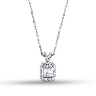 Kette mit Anhänger geziert durch Zirkoniasteinen aus 585er Weißgold