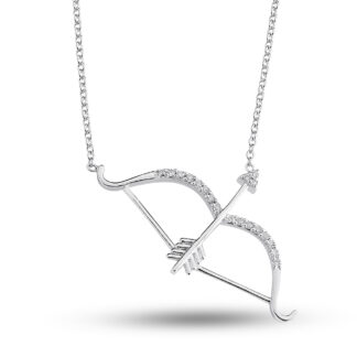 Halskette aus 585er Weißgold mit Pfeil und Bogen besetzt mit Zirkoniasteinen