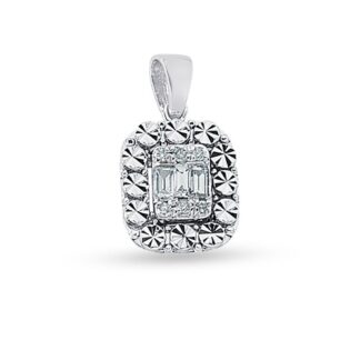 Kette aus Weißgold mit quadratischen Zirkoniaanhänger